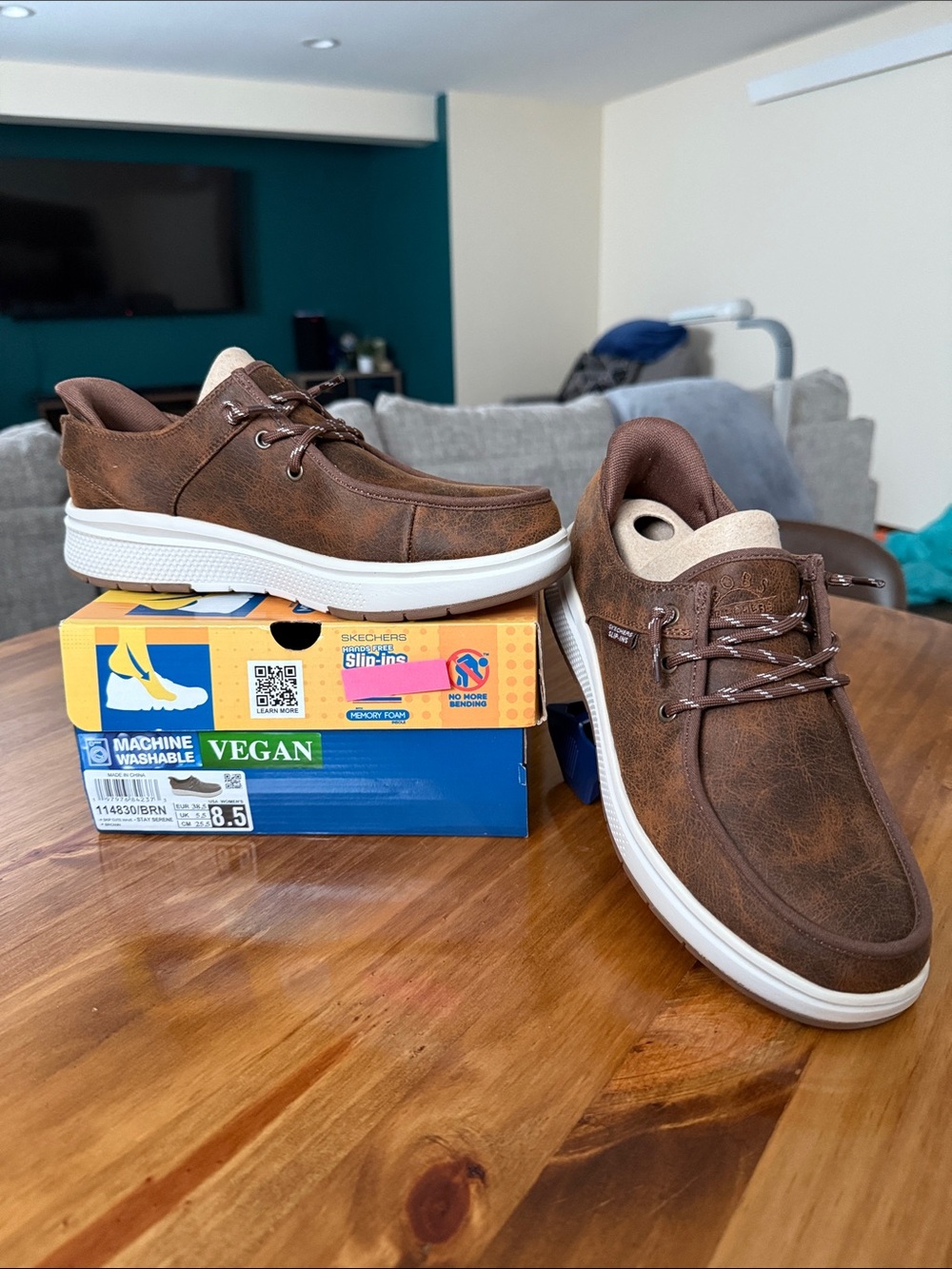 Skechers Brown Vegan Casual Lace-Up Sneakers with White Sole